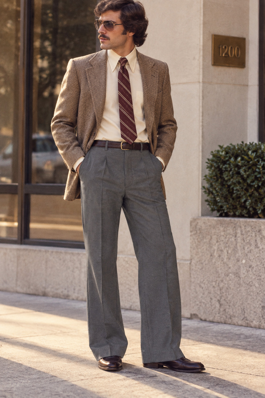 Mens Vintage DEADSTOCK 80s Gray Pleated Wool Blend Slacks Disco Preppy 38x34